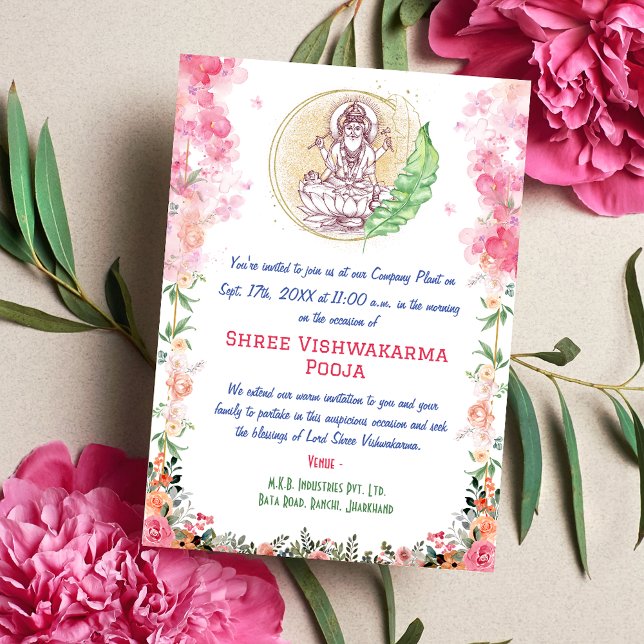 Invitation Shree Vishwakarma Pooja Florale (Créateur téléchargé)