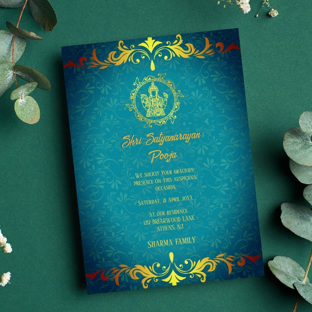 Invitation Shri Satyanarayan Pooja Hindu Indian Royal (Créateur téléchargé)