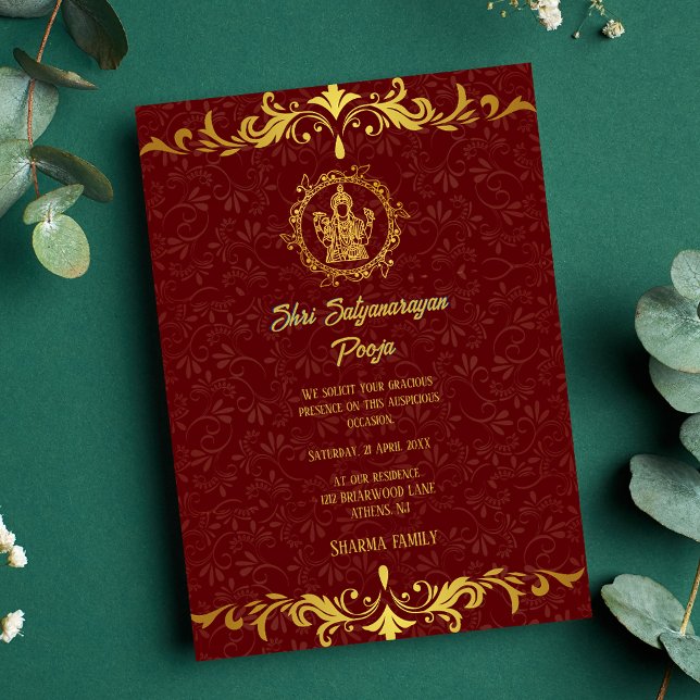 Invitation Shri Satyanarayan Pooja Hindu Indian Royal (Créateur téléchargé)
