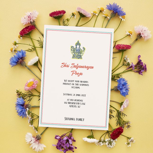 Invitation Shri Satyanarayan Pooja Minimal hindoue Indien (Créateur téléchargé)
