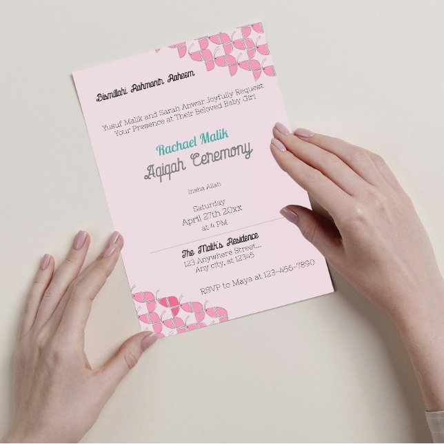 Invitation SHRIMPLEMENT rose Turquoise, Baby shower de bébé f (Créateur téléchargé)