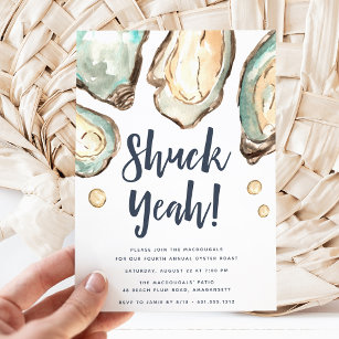 Invitation Shuck Ouais   Watercolor Pearl Oyster Party