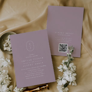 Invitation SHYLAH QR Code Minimaliste Lilac Dusty Mariage Ros