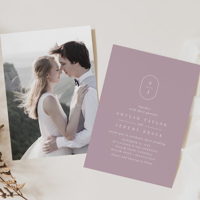 Invitation SHYLAH Simple Lilac Modern Purple Photo Mariage (SHYLAH Simple Lilac Modern Purple Photo Wedding Invitation)