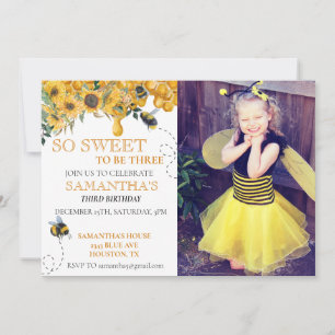 Invitation Si douce abeille miel Anniversaire Photo Fête 