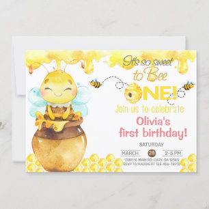Invitation Si doux d'être une fille 1er anniversaire invitati