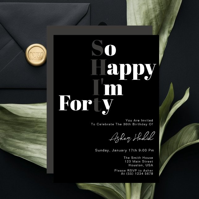 Invitation Si heureux que j'aie quarante-dixième anniversaire (Créateur téléchargé)