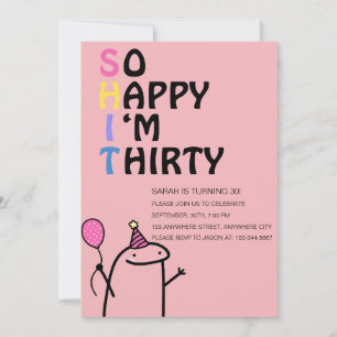 Invitation Si heureux que je sois Trente Amusante fête d'anni