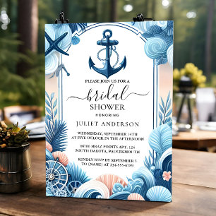 Invitation Si Knot Bateau Navire Marine Blue Fête des mariées