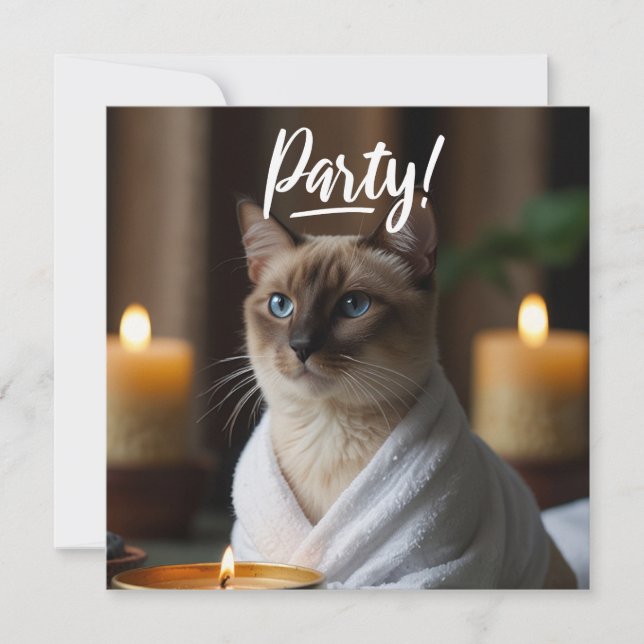 Invitation Siamese Chat dans l'invitation Spa PARTY (Devant)