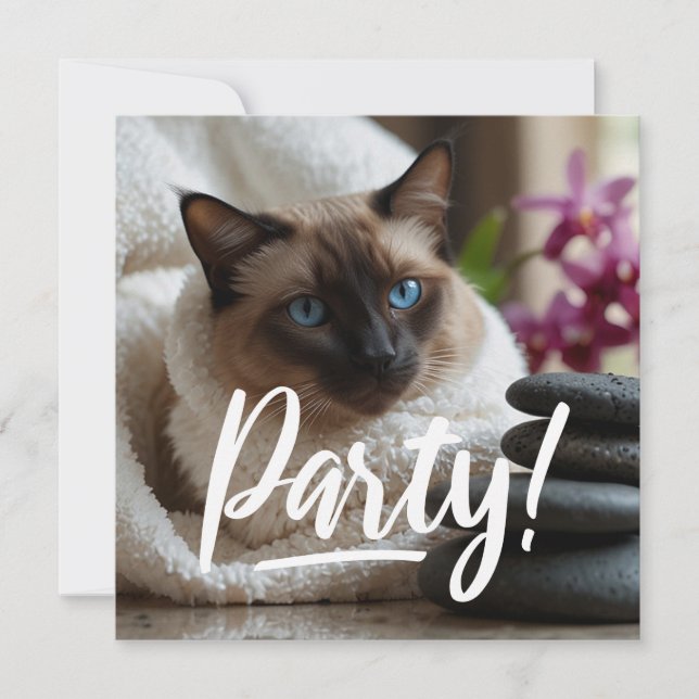 Invitation Siamese Chat dans l'invitation Spa PARTY (Devant)