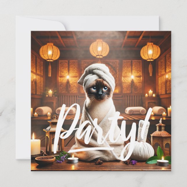 Invitation Siamese Chat dans l'invitation Spa PARTY (Devant)