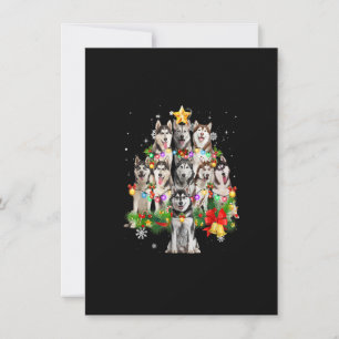 Invitation Sibérie Husky Christmas Tree Dog Lights Pyjama X