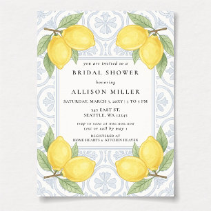 Invitation Sicilien Méditerranéen Blue Lemons Shower de Marié