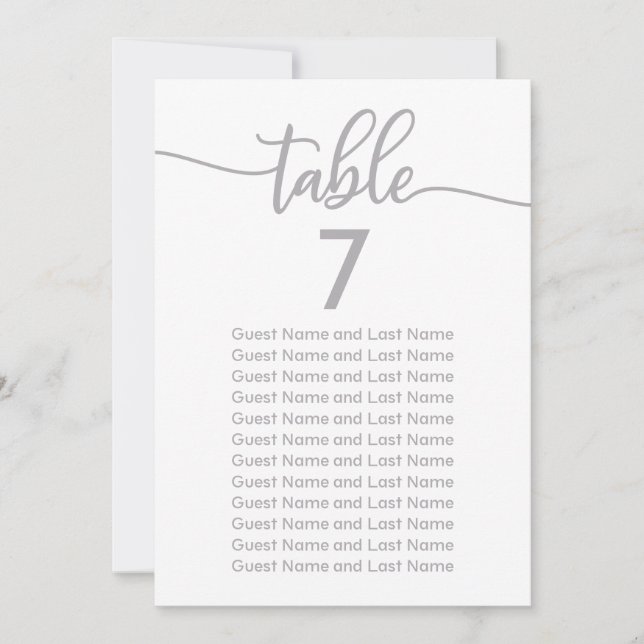 Invitation Sièges mariages Calligraphie Argent (Devant)