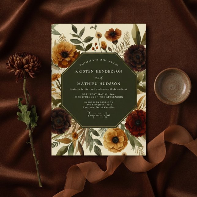 Invitation Sienna Autumn Floral Romance Wedding (Créateur téléchargé)