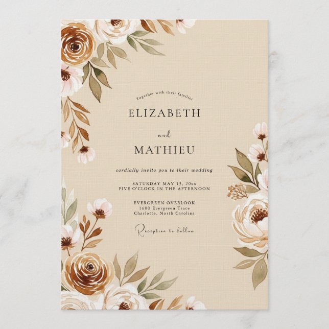 Invitation Sienna Ethereal Bloom Wedding (Devant)