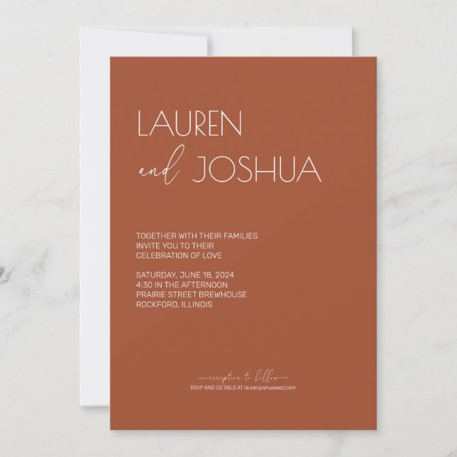 Invitation Sienna ・ Mariage de script minimaliste moderne (Devant)