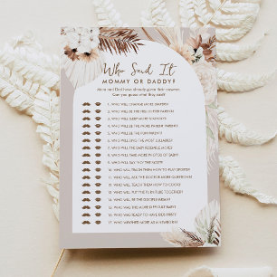 Invitation SIERRA Boho Qui L'A Dit Maman Papa Baby Game Card