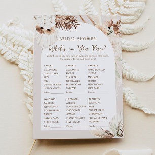 Invitation SIERRA Boho What's In Your Purse Shower Game Card