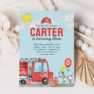Invitation Signaler l'alarme Camion pompier Anniversaire
