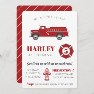 Invitation Signaler l'alarme incendie camion fête d'anniversa