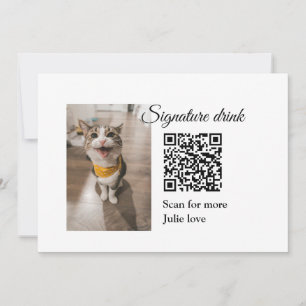 Invitation Signature boisson scanner QR code ajouter le nom d