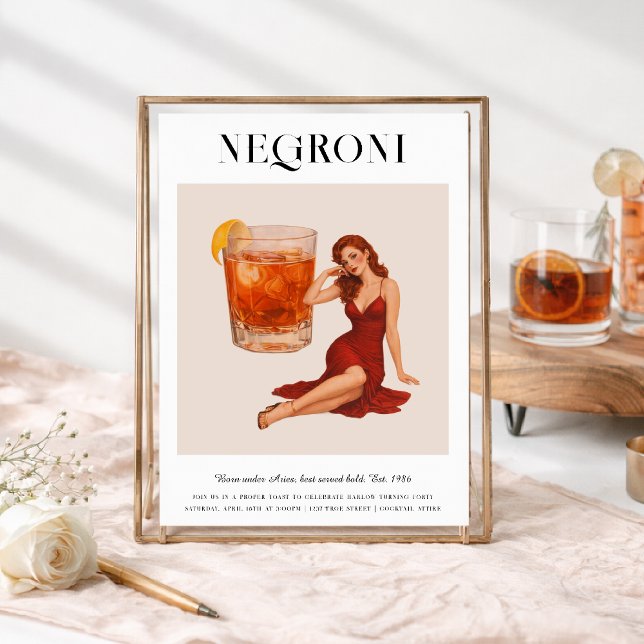 Invitation Signature Cocktail | Aries Zodiac Birthday (Créateur téléchargé)