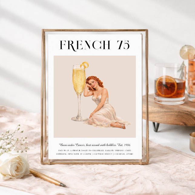 Invitation Signature Cocktail | Cancer Zodiac Birthday (Créateur téléchargé)