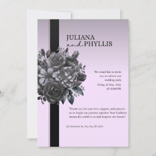 Invitation Signature Lilas Noir Botanique Mariage
