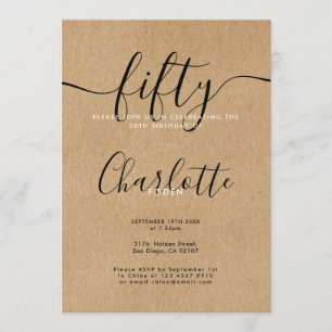 Invitation Signature Rustic Kraft 50e anniversaire