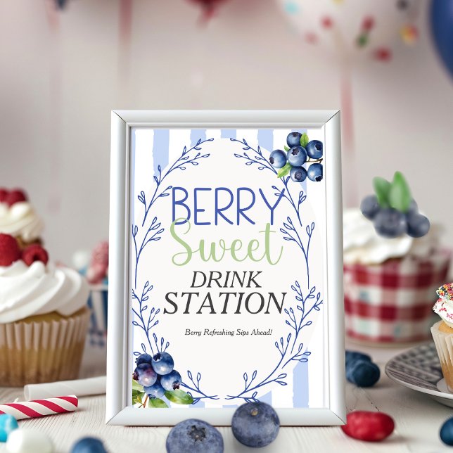 Invitation SIGNE Bleu Bleu DE LA STATION DE BOISSONS Berry Sw (Berry Sweet DRINK STATION Blueberry Sign)