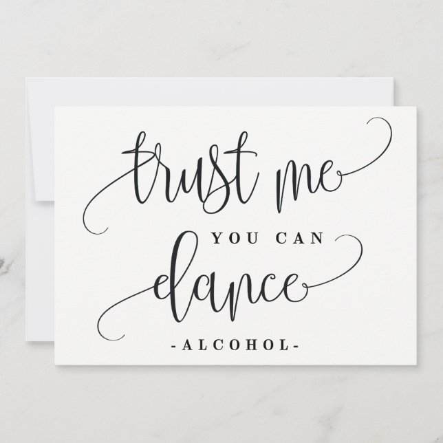 Invitation Signe d'alcool pour danser - Jolie calligraphie (Devant)