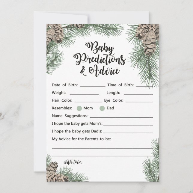Invitation Signe de Baby shower Pinecone d'hiver Taille 5x7" (Devant)