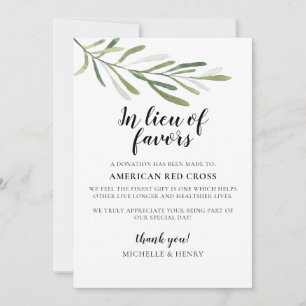 Invitation Signe de don Mariage au lieu de faveurs