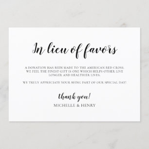 Invitation Signe de don Mariage au lieu de faveurs