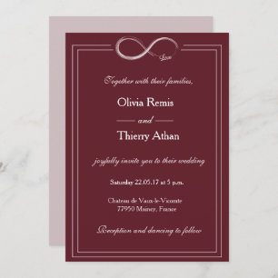 Invitation SIGNE D'INFINITÉ Burgundy Blush Blanc Élégant Mari