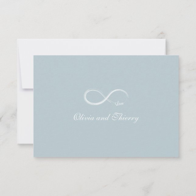 Invitation Signe Infini Bleu Gris Poussiéreux Blanc Réponse d (Dos)