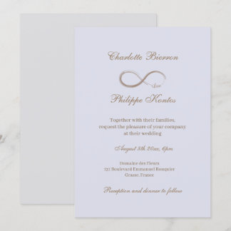 Invitation Signe Infini Mariage Élégant Lilas Gris Or