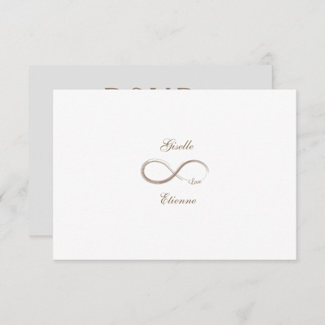 Invitation Signe Infini Or Blanc Nom Personnalisé Mariage RSV (Devant / Derrière)