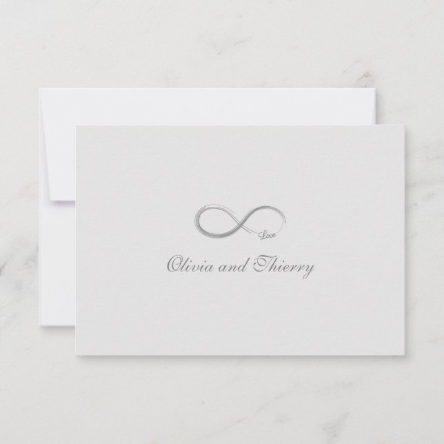 Invitation Signe infini or blanc pur gris réponse mariage RSV (Dos)