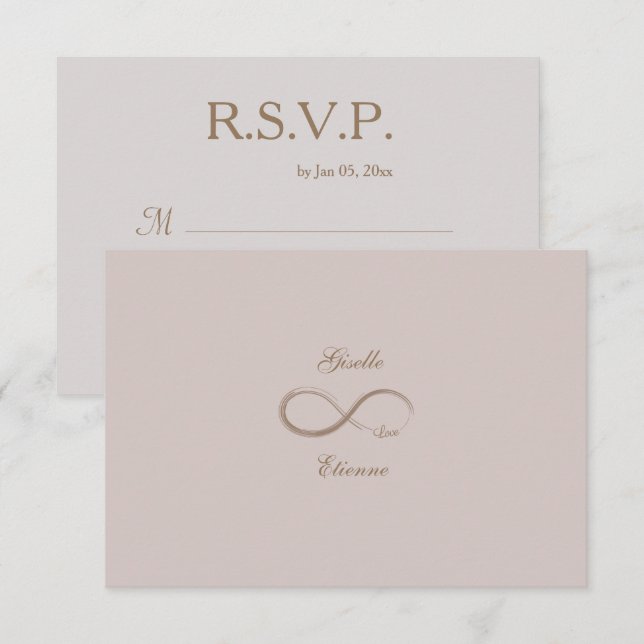 Invitation Signe Infini Rose Poussiéreuse Réponse Mariage Nom (Devant / Derrière)