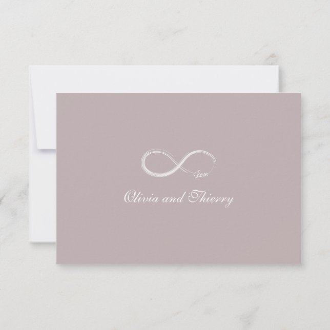 Invitation Signe infini rouge rosé gris blanc RSVP mariage (Dos)