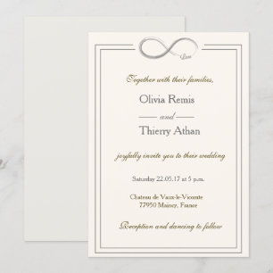 Invitation signe infini unique ivoire blanc or gris mariage
