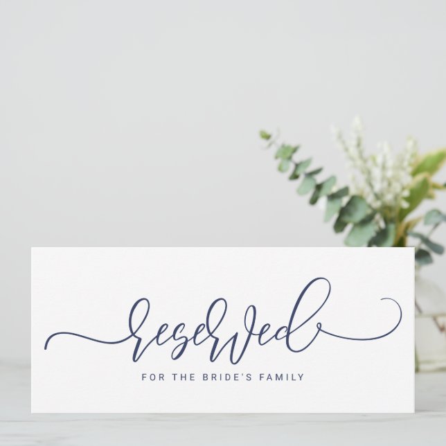 Invitation SIGNE mariage RÉSERVÉ BPOSY Script Marine Bleu (Debout devant)