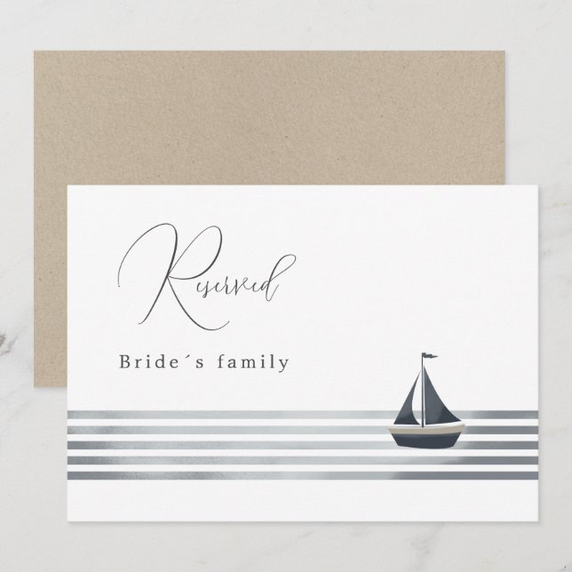 Invitation signe réservé du mariage nautique (Devant / Derrière)