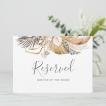 Signe réservé pour le Mariage floral Boho à feuill