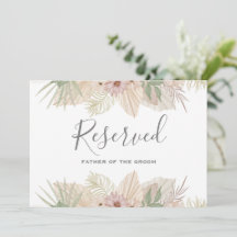 Signe réservé pour le Mariage floral Boho à feuill