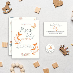 Invitation Signe zodiaque : baby shower des Poissons