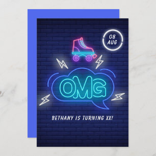 Invitation Signes Retro Neon Anniversaire